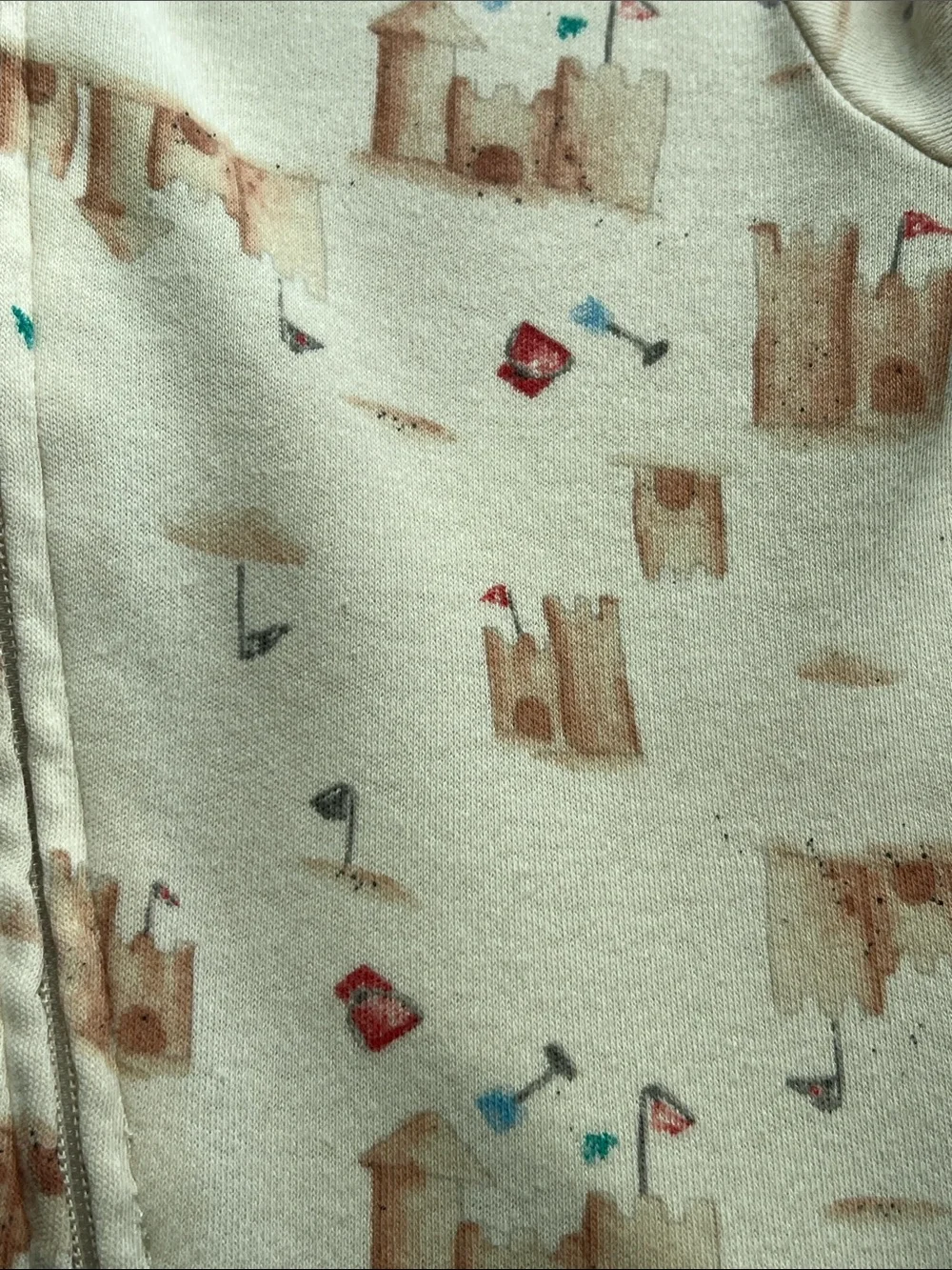 Burt's Bees Baby | 100% Organic Cotton Cream Sandcastle Print Footie Sz 6-9M